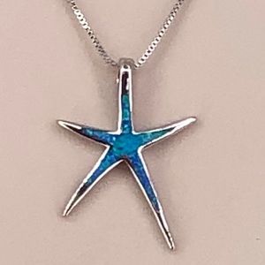 Blue Opal Starfish Necklace & Earrings OS